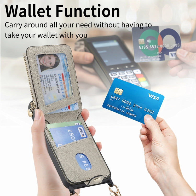 For iPhone 15 Pro Max Crossbody Love Zipper Leather Back Phone Case(White) - HoMEdemic™ 