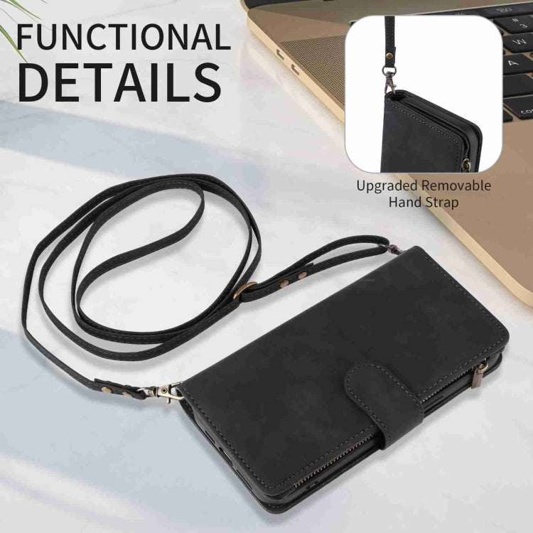 For iPhone 15 Pro Max Crossbody Multi-card Slot Wallet Zipper Leather Phone Case(Black) - HoMEdemic™ 