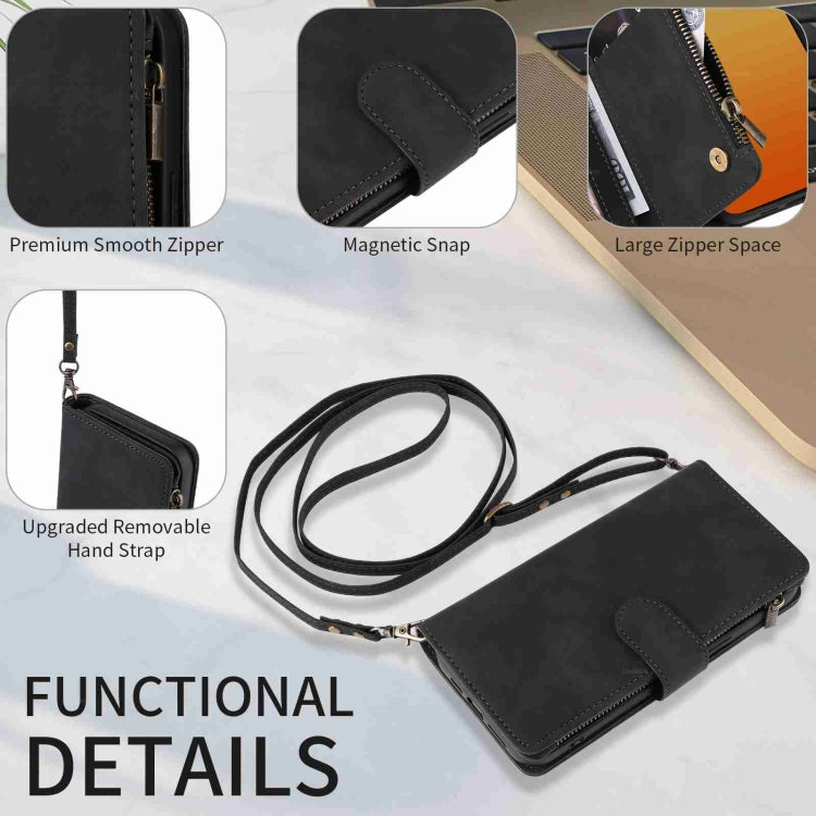 For iPhone 15 Pro Max Crossbody Multi-card Slot Wallet Zipper Leather Phone Case(Black) - HoMEdemic™ 