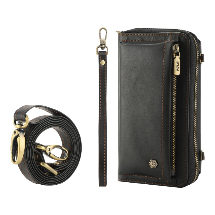 For iPhone 15 Pro Max Crossbody Multi-functional Zipper Wallet Leather Phone Case(Black) - HoMEdemic™ 