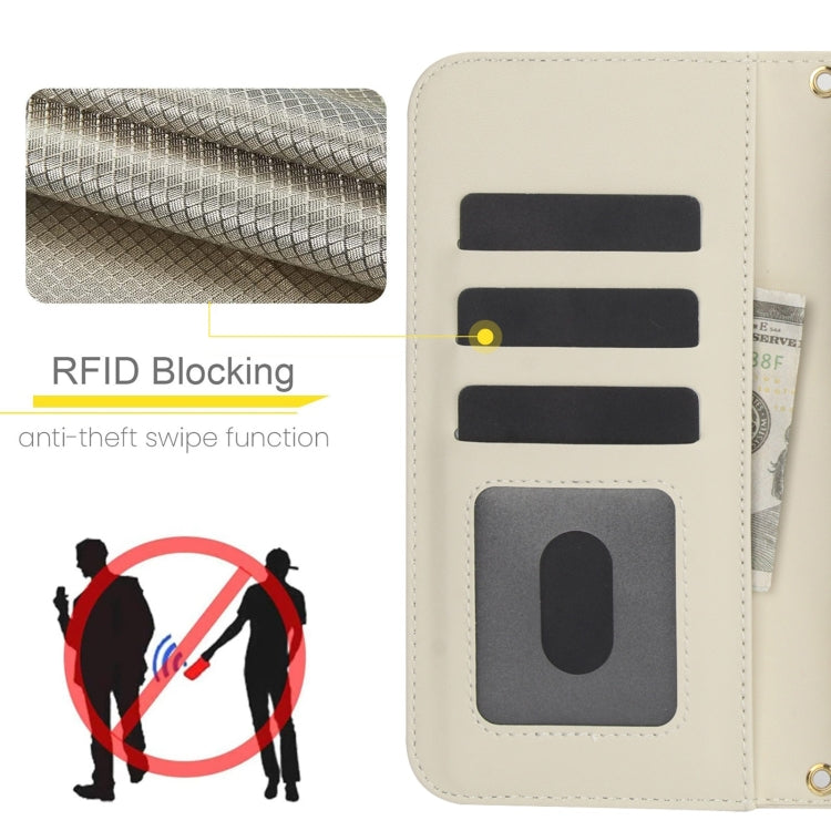 For iPhone 15 Pro Max Crossbody Multifunction Rhombic Leather Phone Case(White) - HoMEdemic™ 