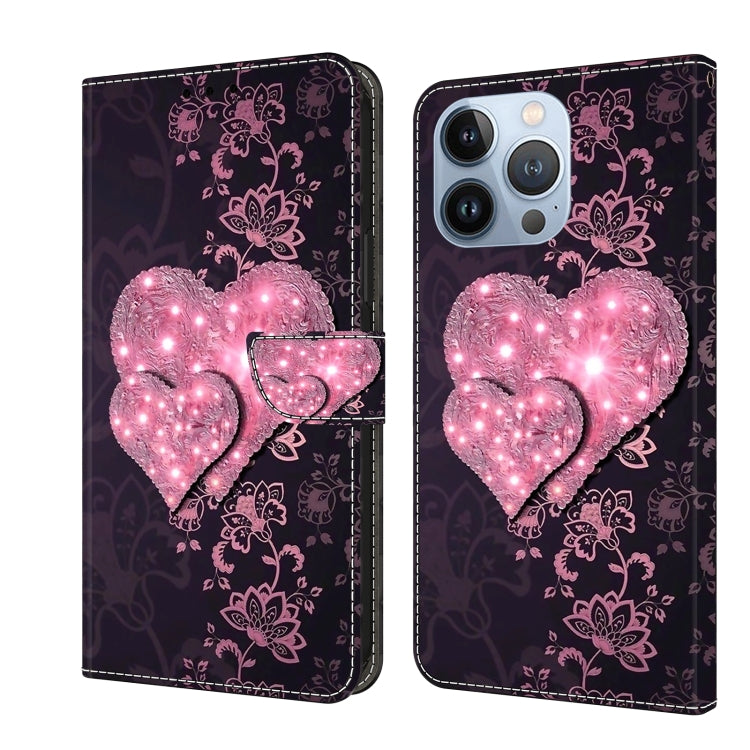 For iPhone 15 Pro Max Crystal 3D Shockproof Protective Leather Phone Case(Lace Love) - HoMEdemic™ 