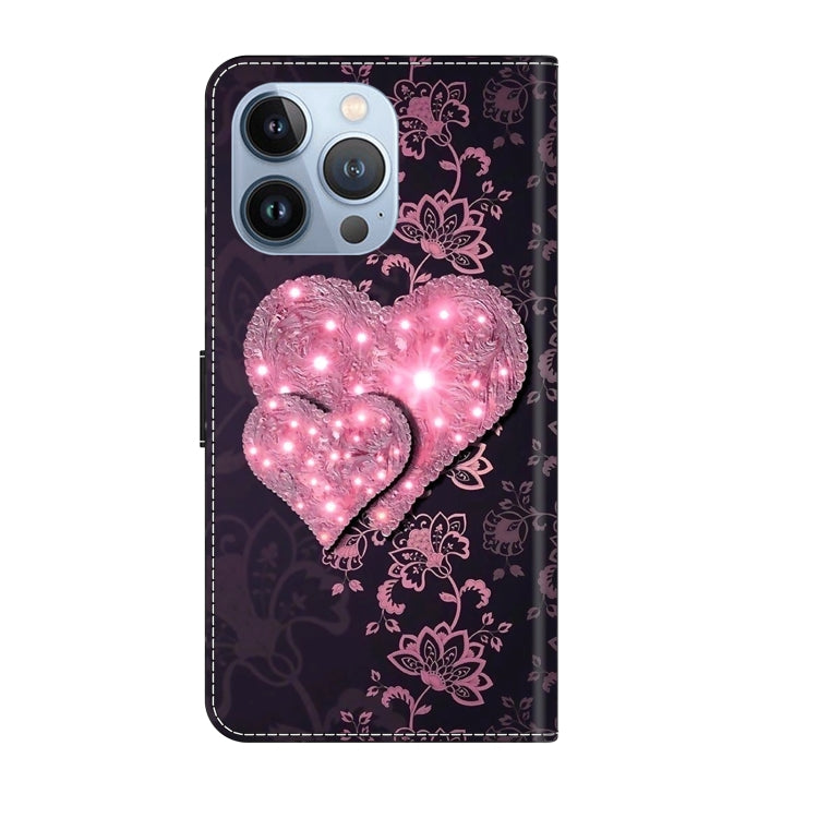 For iPhone 15 Pro Max Crystal 3D Shockproof Protective Leather Phone Case(Lace Love) - HoMEdemic™ 