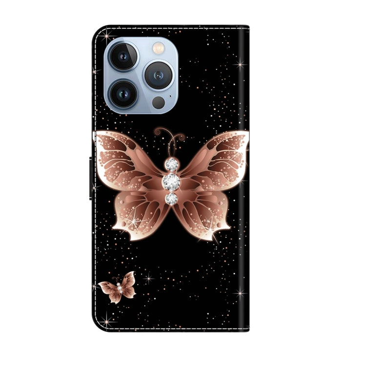 For iPhone 15 Pro Max Crystal 3D Shockproof Protective Leather Phone Case(Pink Diamond Butterfly) - HoMEdemic™ 