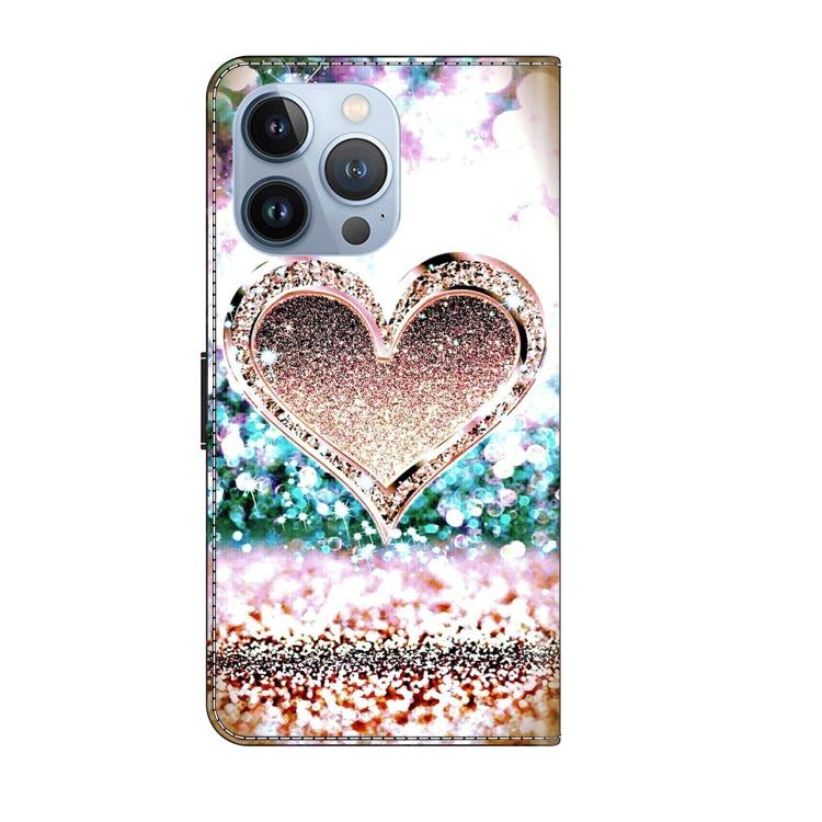For iPhone 15 Pro Max Crystal 3D Shockproof Protective Leather Phone Case(Pink Diamond Heart) - HoMEdemic™ 