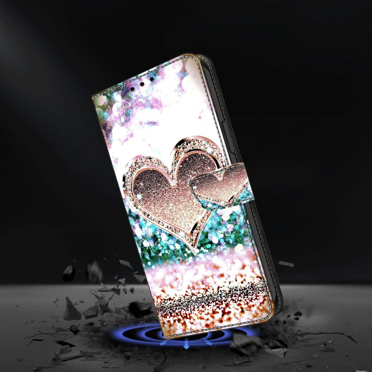 For iPhone 15 Pro Max Crystal 3D Shockproof Protective Leather Phone Case(Pink Diamond Heart) - HoMEdemic™ 