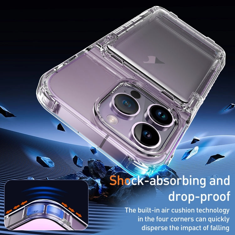 For iPhone 15 Pro Max Crystal Clear Flip Card Slot Phone Case(Transparent Black) - HoMEdemic™ 