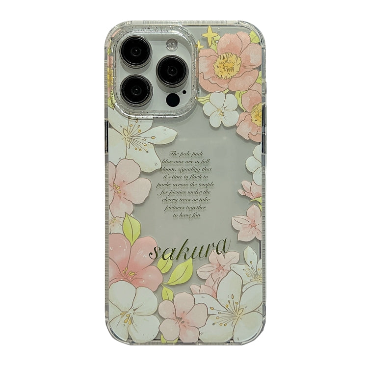 For iPhone 15 Pro Max Crystal Ice Cooling Shockproof TPU Phone Case(Pink Flower) - HoMEdemic™ 