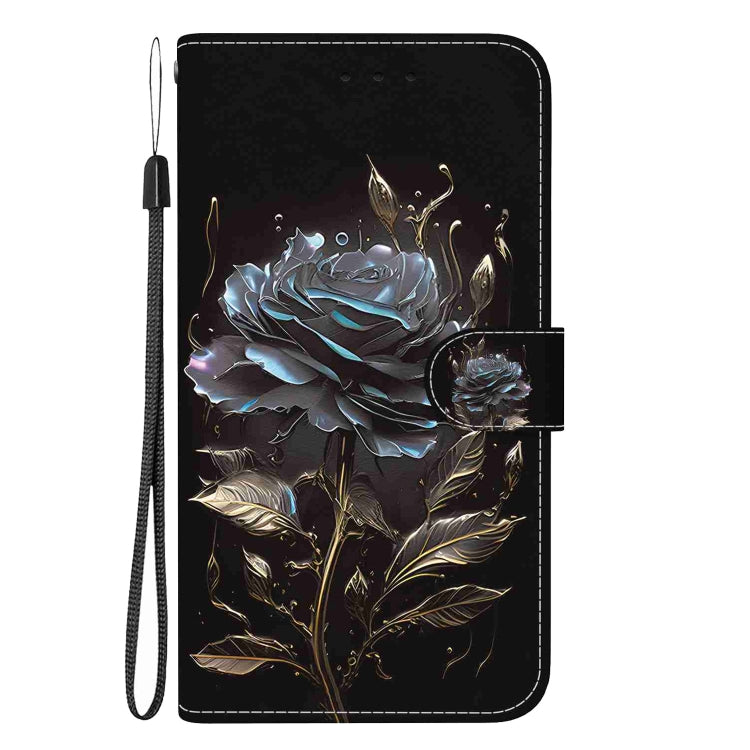 For iPhone 15 Pro Max Crystal Texture Colored Drawing Leather Phone Case(Black Rose) - HoMEdemic™ 