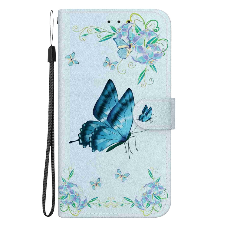 For iPhone 15 Pro Max Crystal Texture Colored Drawing Leather Phone Case(Blue Pansies) - HoMEdemic™ 