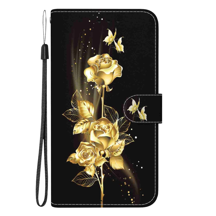 For iPhone 15 Pro Max Crystal Texture Colored Drawing Leather Phone Case(Gold Butterfly Rose) - HoMEdemic™ 