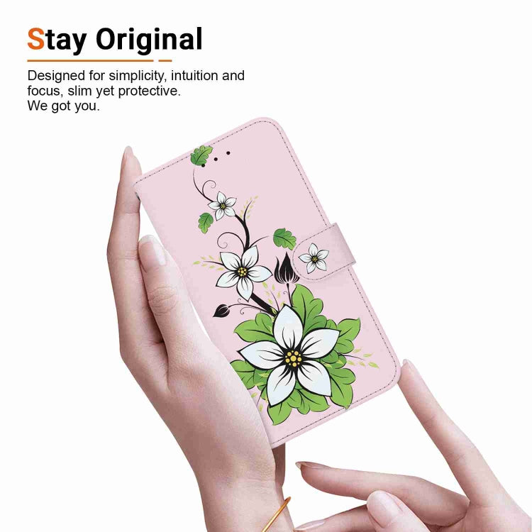 For iPhone 15 Pro Max Crystal Texture Colored Drawing Leather Phone Case(Lily) - HoMEdemic™ 