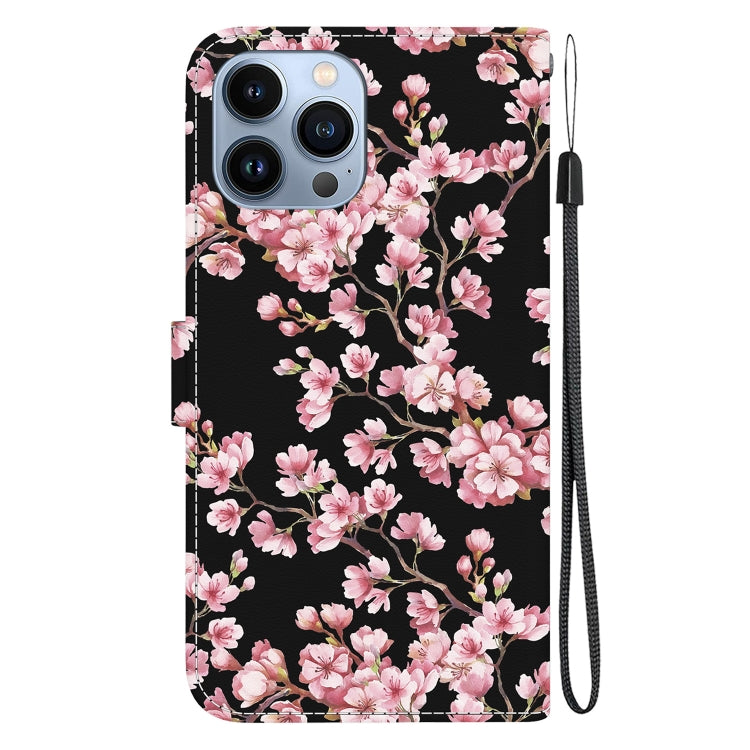 For iPhone 15 Pro Max Crystal Texture Colored Drawing Leather Phone Case(Plum Bossom) - HoMEdemic™ 