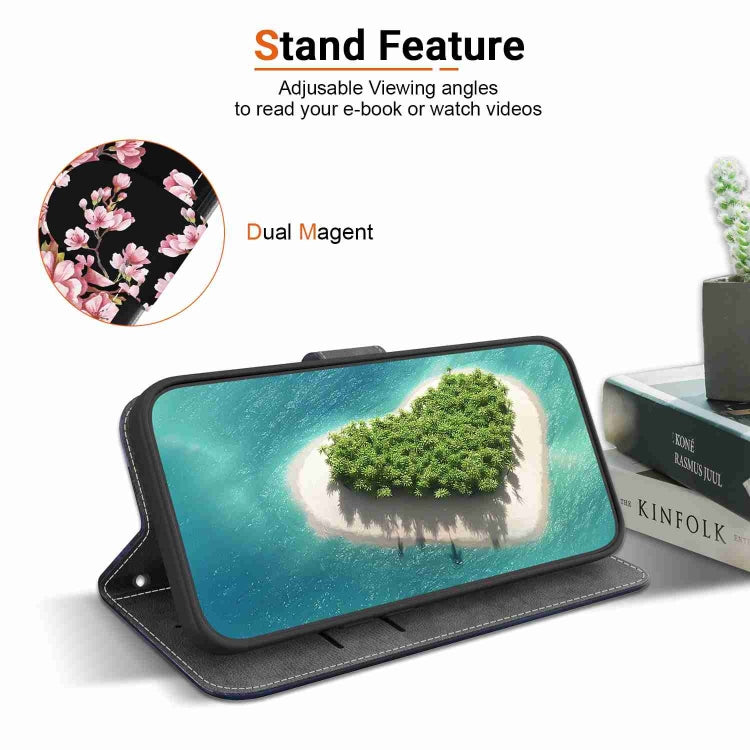 For iPhone 15 Pro Max Crystal Texture Colored Drawing Leather Phone Case(Plum Bossom) - HoMEdemic™ 