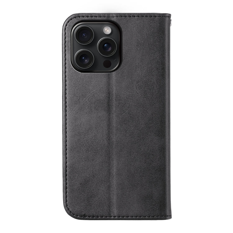 For iPhone 15 Pro Max Cubic Grid Calf Texture Magnetic Leather Phone Case(Black) - HoMEdemic™ 