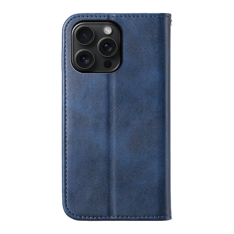 For iPhone 15 Pro Max Cubic Grid Calf Texture Magnetic Leather Phone Case(Blue) - HoMEdemic™ 