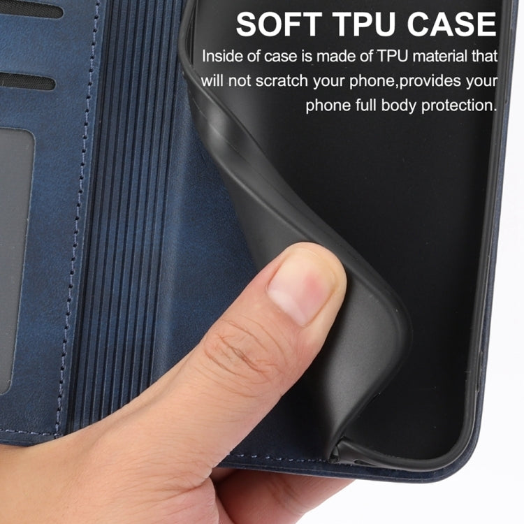For iPhone 15 Pro Max Cubic Grid Calf Texture Magnetic Leather Phone Case(Blue) - HoMEdemic™ 