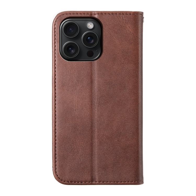 For iPhone 15 Pro Max Cubic Grid Calf Texture Magnetic Leather Phone Case(Brown) - HoMEdemic™ 