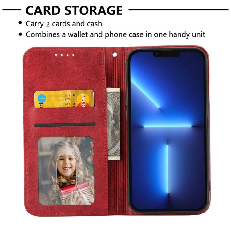 For iPhone 15 Pro Max Cubic Grid Calf Texture Magnetic Leather Phone Case(Red) - HoMEdemic™ 