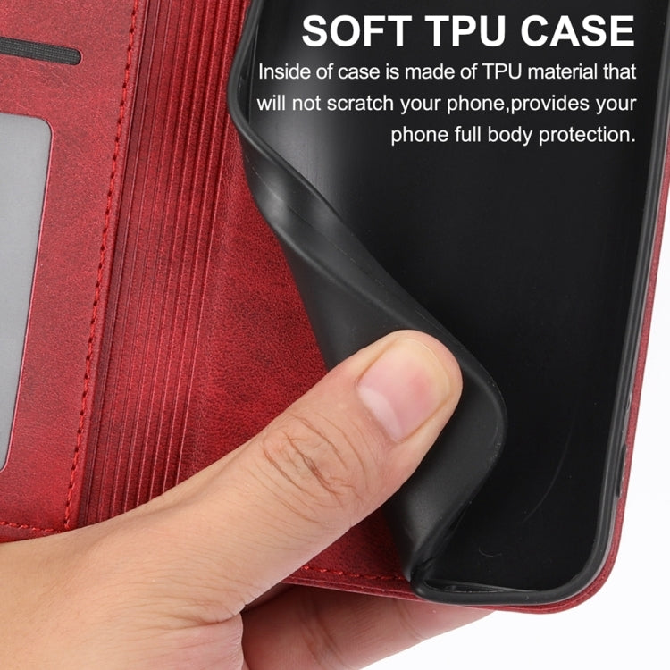 For iPhone 15 Pro Max Cubic Grid Calf Texture Magnetic Leather Phone Case(Red) - HoMEdemic™ 