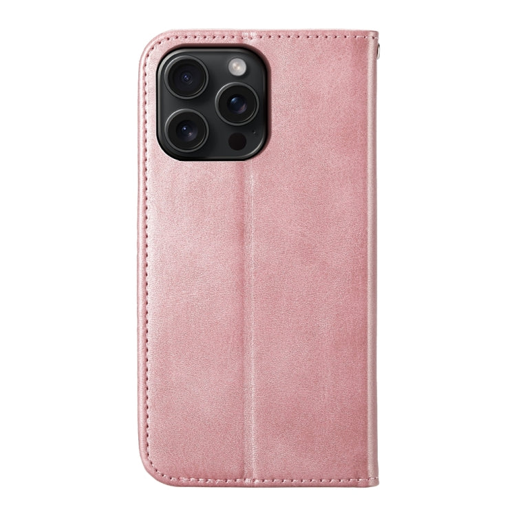 For iPhone 15 Pro Max Cubic Grid Calf Texture Magnetic Leather Phone Case(Rose Gold) - HoMEdemic™ 