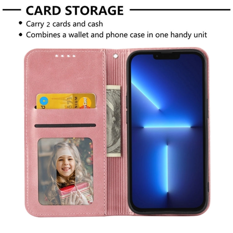 For iPhone 15 Pro Max Cubic Grid Calf Texture Magnetic Leather Phone Case(Rose Gold) - HoMEdemic™ 
