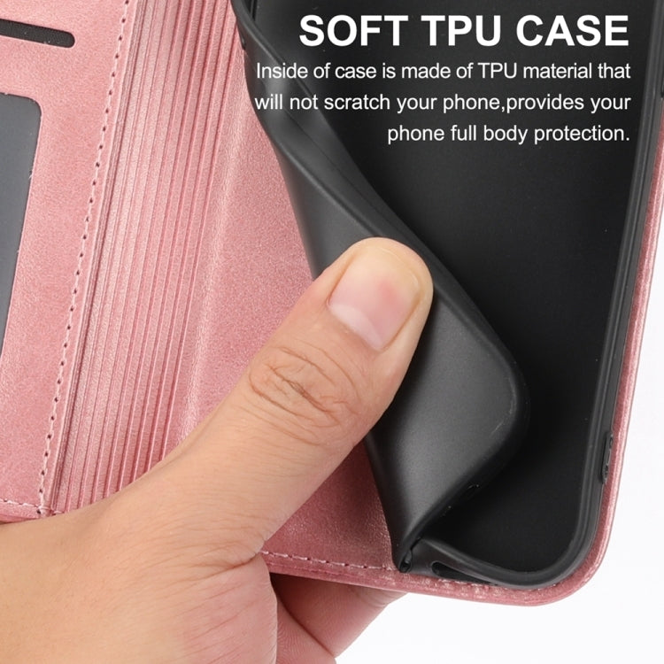 For iPhone 15 Pro Max Cubic Grid Calf Texture Magnetic Leather Phone Case(Rose Gold) - HoMEdemic™ 