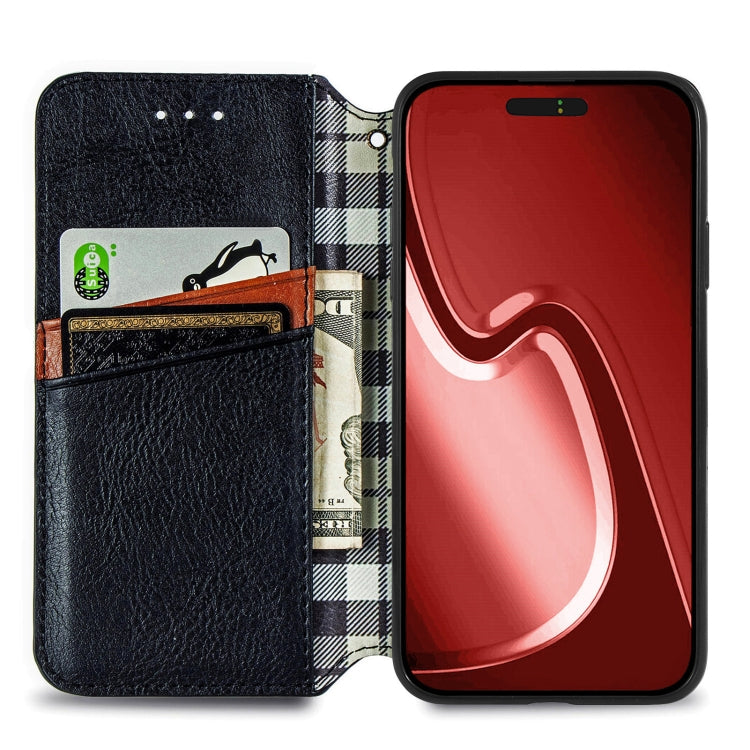 For iPhone 15 Pro Max Cubic Grid Pressed Magnetic Leather Phone Case(Black) - HoMEdemic™ 