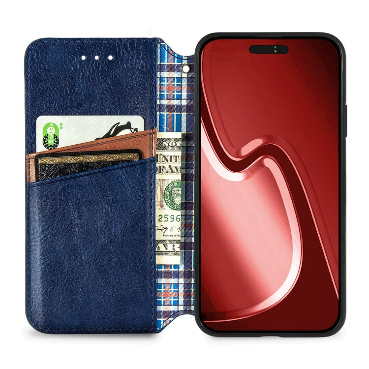 For iPhone 15 Pro Max Cubic Grid Pressed Magnetic Leather Phone Case(Blue) - HoMEdemic™ 