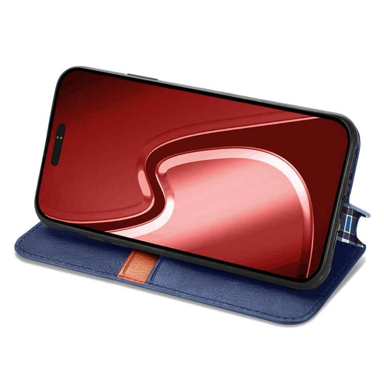 For iPhone 15 Pro Max Cubic Grid Pressed Magnetic Leather Phone Case(Blue) - HoMEdemic™ 