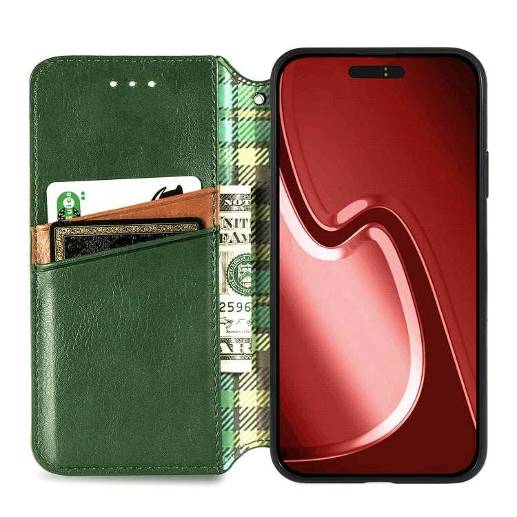 For iPhone 15 Pro Max Cubic Grid Pressed Magnetic Leather Phone Case(Green) - HoMEdemic™ 