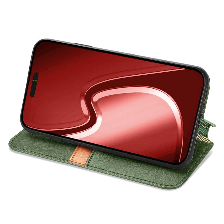 For iPhone 15 Pro Max Cubic Grid Pressed Magnetic Leather Phone Case(Green) - HoMEdemic™ 
