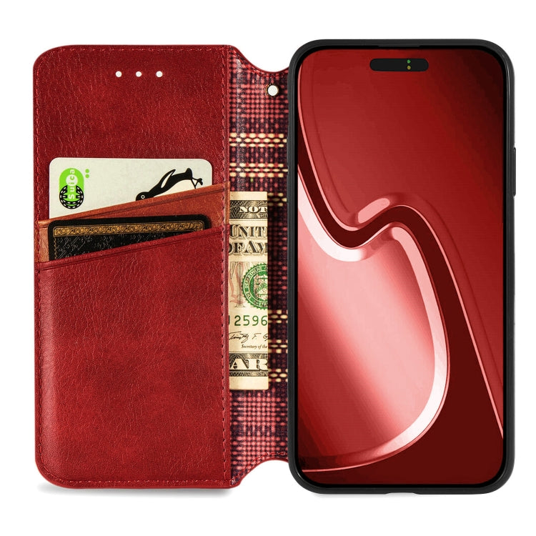 For iPhone 15 Pro Max Cubic Grid Pressed Magnetic Leather Phone Case(Red) - HoMEdemic™ 