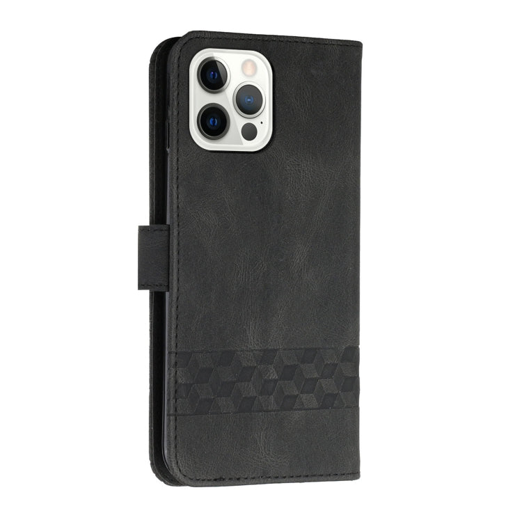 For iPhone 15 Pro Max Cubic Skin Feel Flip Leather Phone Case(Black) - HoMEdemic™ 