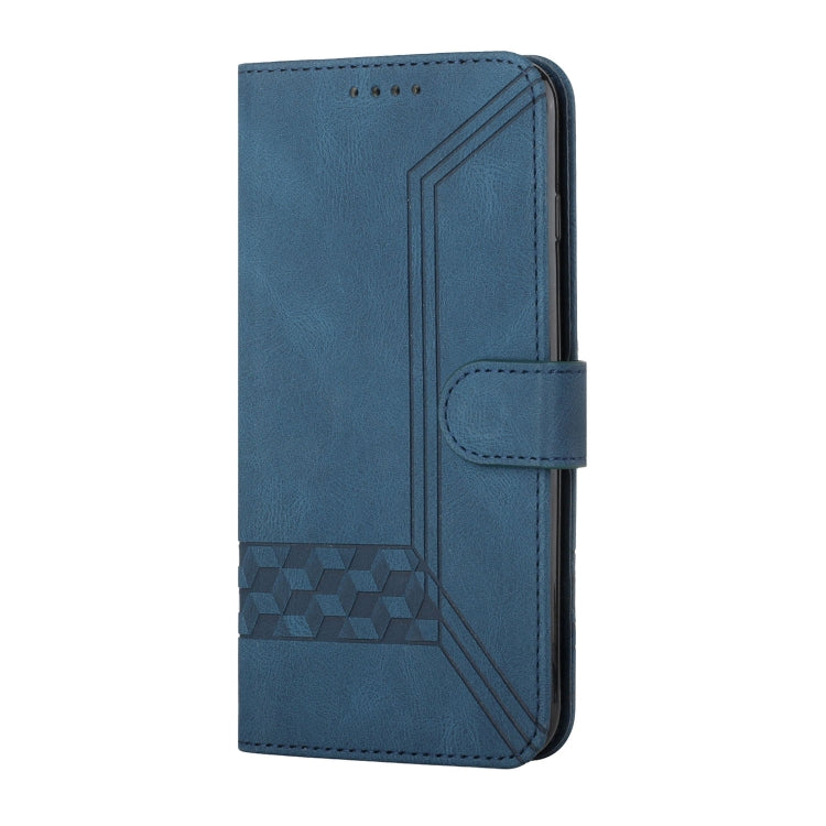For iPhone 15 Pro Max Cubic Skin Feel Flip Leather Phone Case(Blue) - HoMEdemic™ 