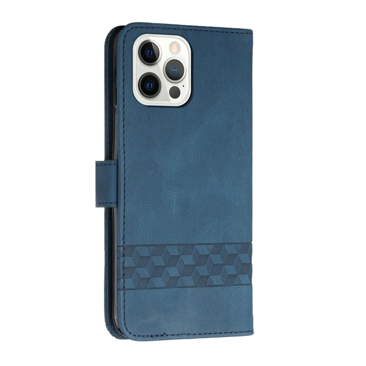 For iPhone 15 Pro Max Cubic Skin Feel Flip Leather Phone Case(Blue) - HoMEdemic™ 