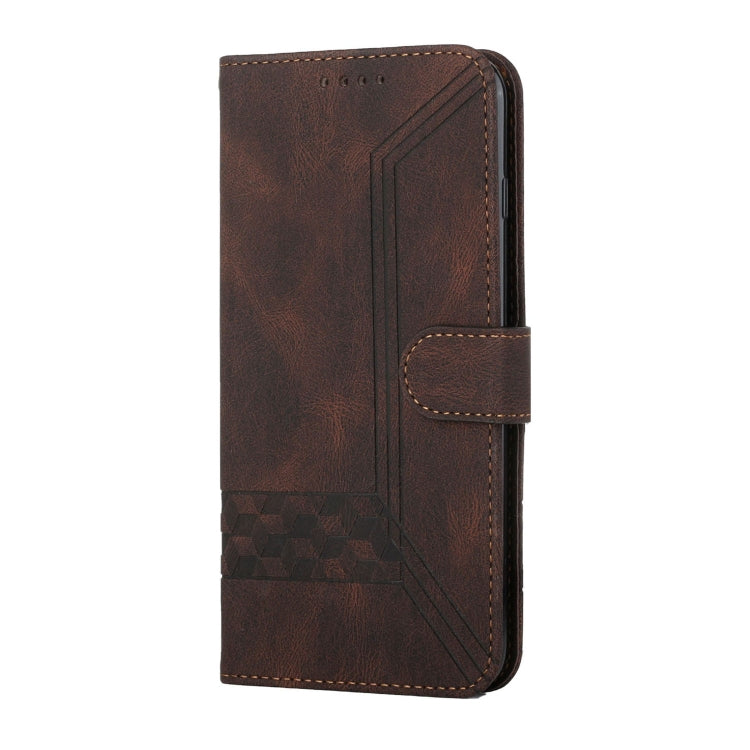 For iPhone 15 Pro Max Cubic Skin Feel Flip Leather Phone Case(Brown) - HoMEdemic™ 