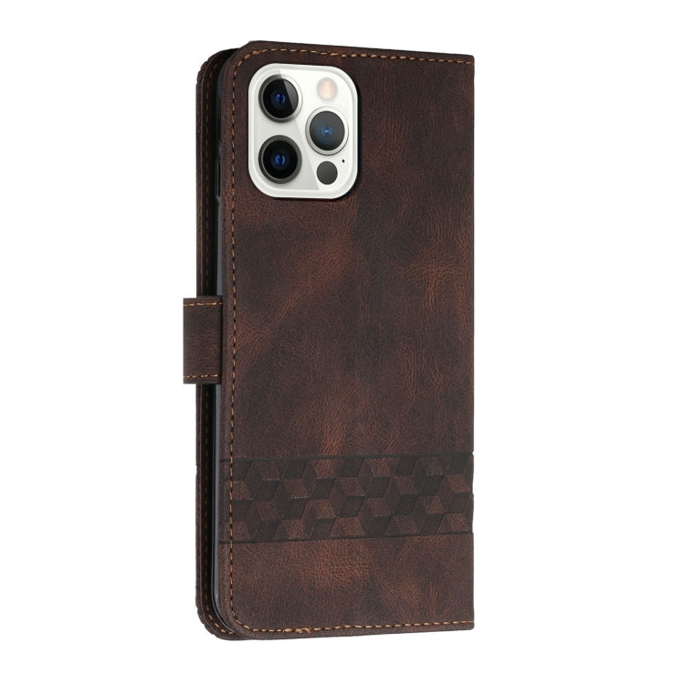 For iPhone 15 Pro Max Cubic Skin Feel Flip Leather Phone Case(Brown) - HoMEdemic™ 