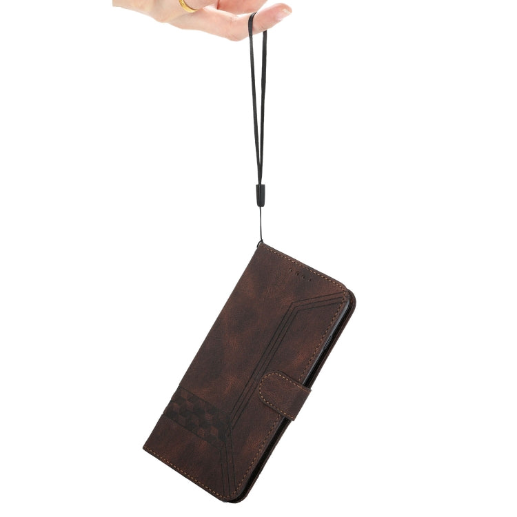 For iPhone 15 Pro Max Cubic Skin Feel Flip Leather Phone Case(Brown) - HoMEdemic™ 