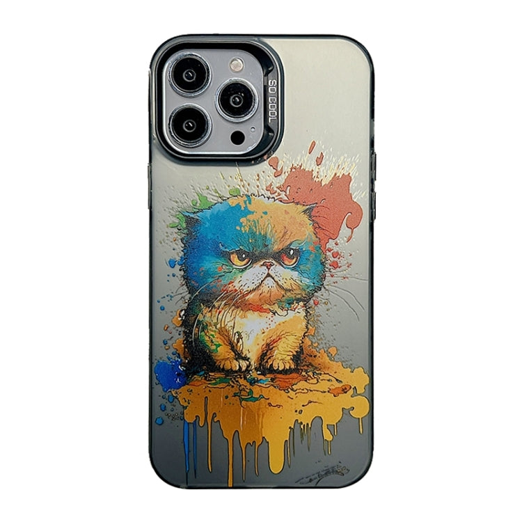 For iPhone 15 Pro Max Cute Animal Pattern Series PC + TPU Phone Case(Fat Cat) - HoMEdemic™ 