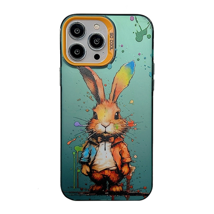 For iPhone 15 Pro Max Cute Animal Pattern Series PC + TPU Phone Case(Rabbit) - HoMEdemic™ 