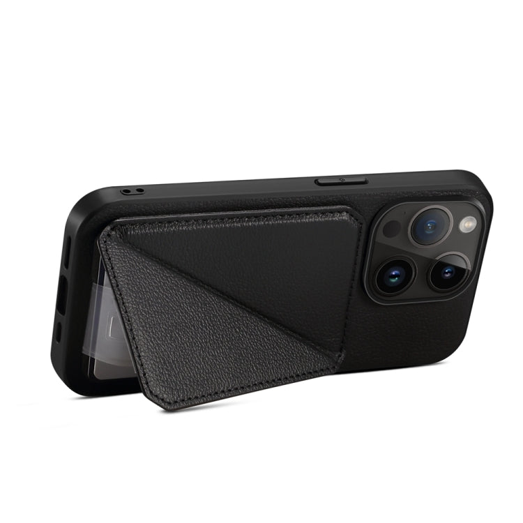 For iPhone 15 Pro Max D04 Calf Texture Dual Card Slot Holder Phone Case(Black) - HoMEdemic™ 