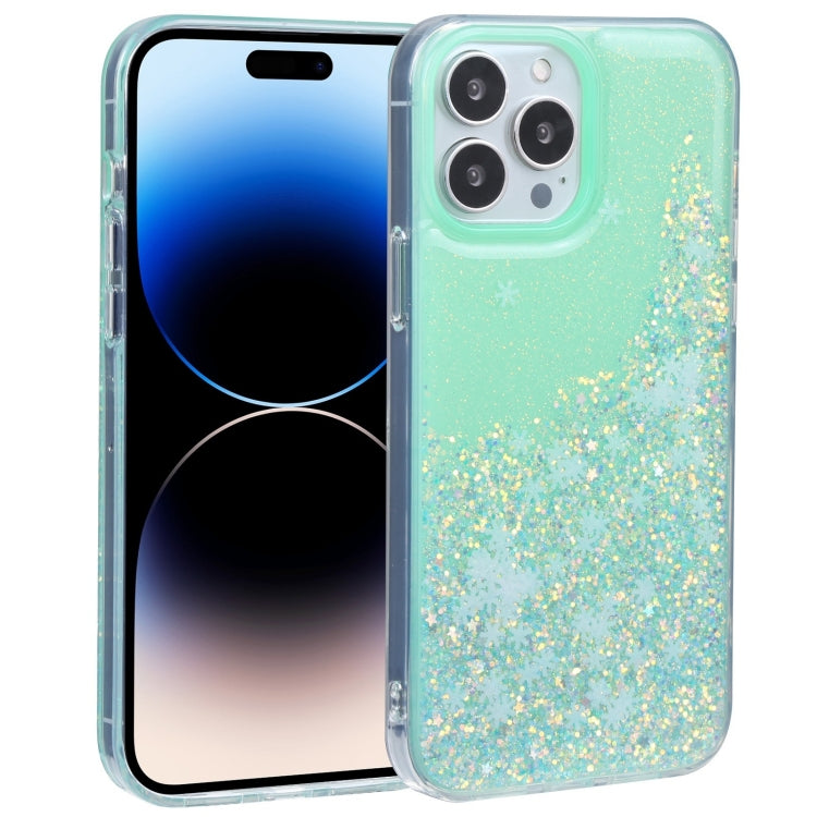 For iPhone 15 Pro Max DFANS DESIGN Snowflake Starlight Shining Phone Case(Green) - HoMEdemic™ 