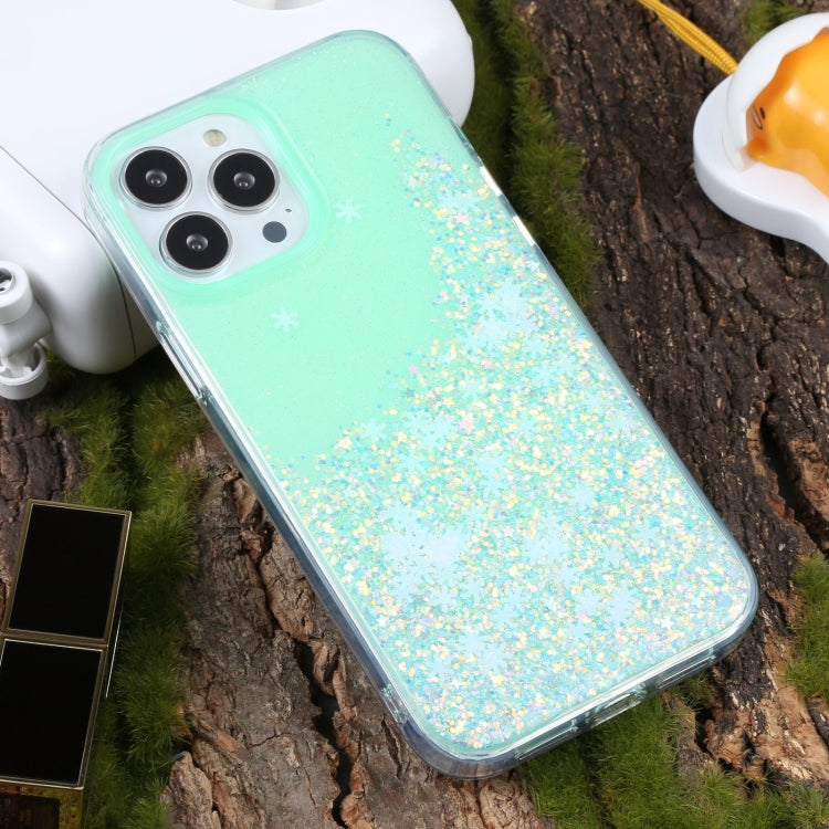For iPhone 15 Pro Max DFANS DESIGN Snowflake Starlight Shining Phone Case(Green) - HoMEdemic™ 