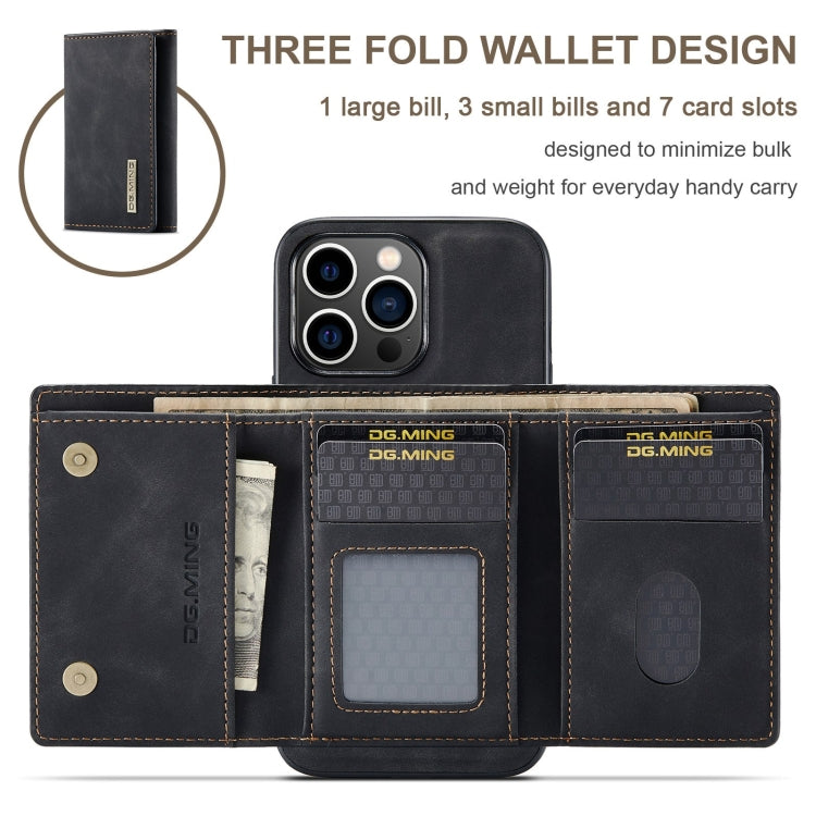 For iPhone 15 Pro Max DG.MING M1 Series 3-Fold Multi Card Wallet Leather Phone Case(Black) - HoMEdemic™ 