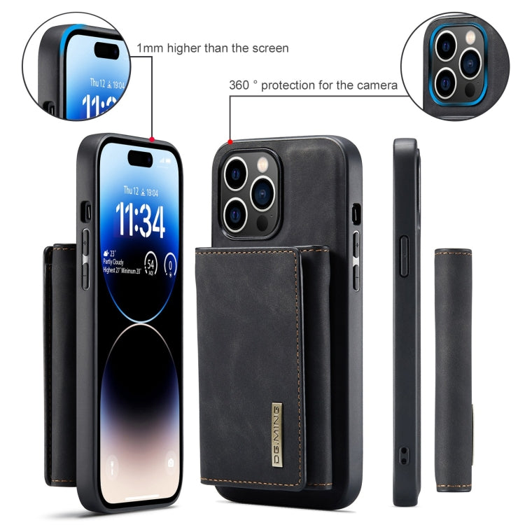 For iPhone 15 Pro Max DG.MING M1 Series 3-Fold Multi Card Wallet Leather Phone Case(Black) - HoMEdemic™ 
