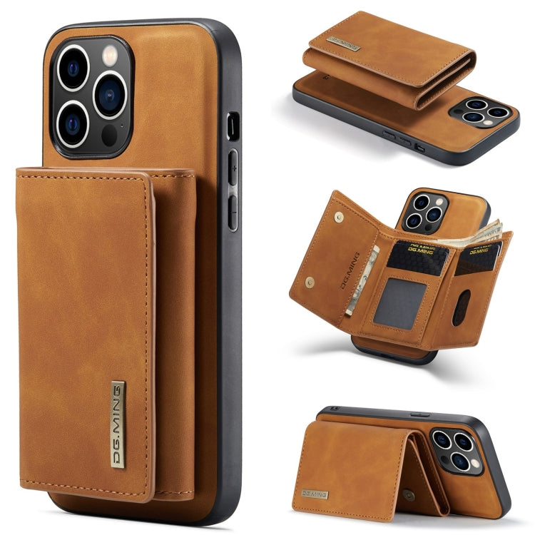 For iPhone 15 Pro Max DG.MING M1 Series 3-Fold Multi Card Wallet Leather Phone Case(Brown) - HoMEdemic™ 
