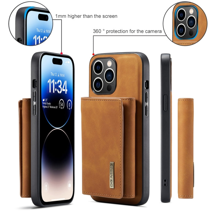 For iPhone 15 Pro Max DG.MING M1 Series 3-Fold Multi Card Wallet Leather Phone Case(Brown) - HoMEdemic™ 