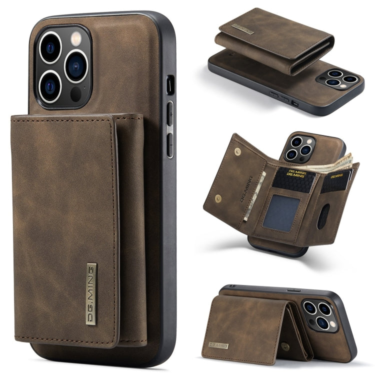 For iPhone 15 Pro Max DG.MING M1 Series 3-Fold Multi Card Wallet Leather Phone Case(Coffee) - HoMEdemic™ 