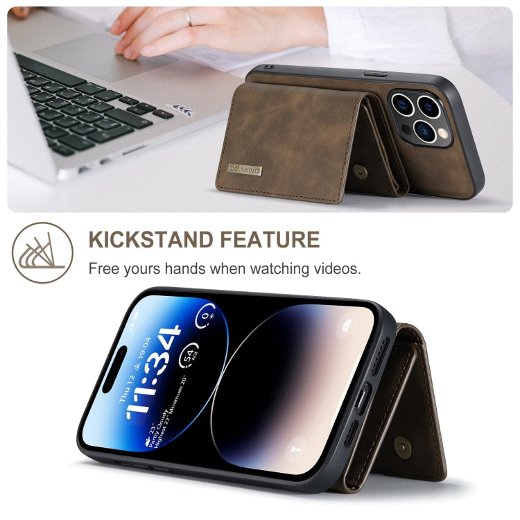 For iPhone 15 Pro Max DG.MING M1 Series 3-Fold Multi Card Wallet Leather Phone Case(Coffee) - HoMEdemic™ 